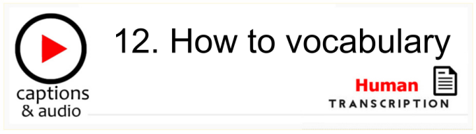 White button showing episode 12, How to Vocabulary, with machine transcription. Published by Gavin Ruston